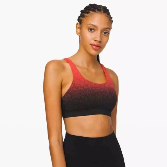 Lululemon Energy Bra Ombre Speckle Stop Jacquard EB Black Thermal Red (Size 6) - Picture 3 of 13